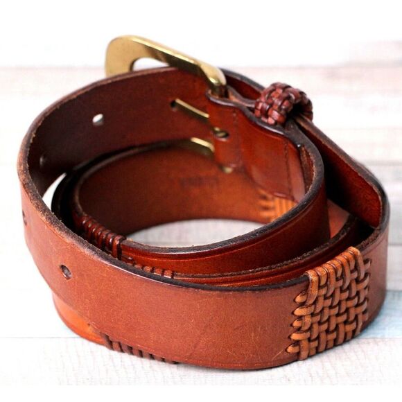 Fossil TAN BROWN GENUINE LEATHER 1 1/8"Wd DRESS CASUAL WOMEN'S BELT Sz M (F60 - Picture 4 of 9